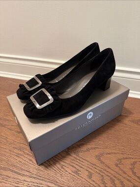 Peter Kaiser Black Suede Block Heel Pumps with Silver Buckle (New in box!)